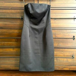 Allen Schwartz Black Satin Strapless Evening Dress